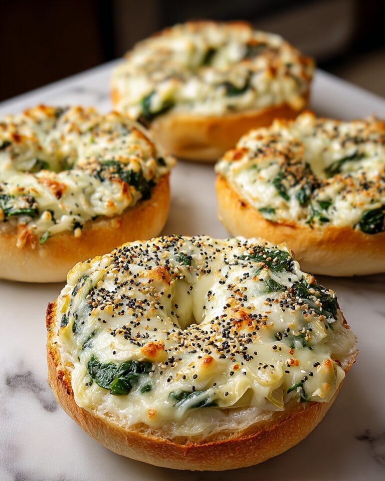 Cheesy Spinach-Artichoke Bagels Recipe