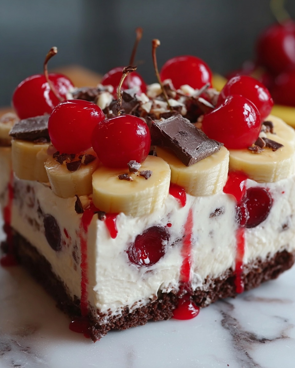 No-Bake Banana Split Cheesecake Recipe - Recipe Image