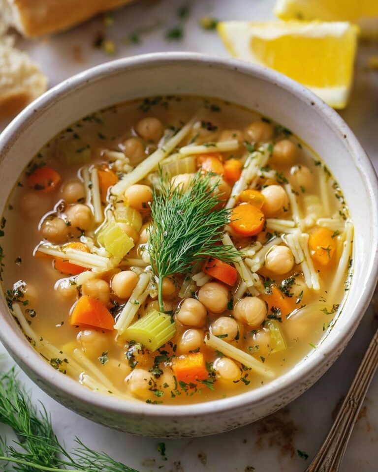 Lemon Orzo Chickpea Soup with Crispy Roasted Chickpeas Recipe