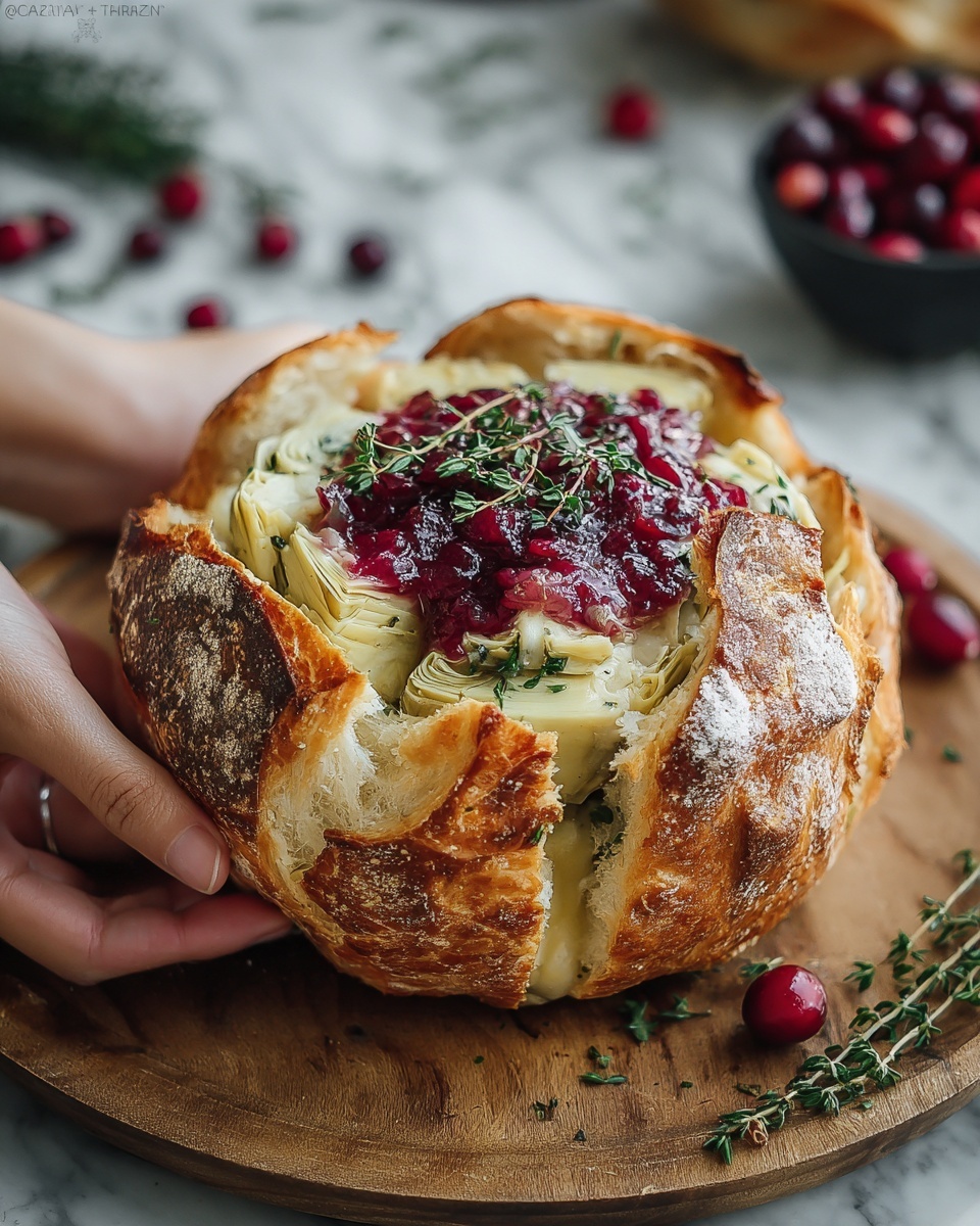 Baked Cranberry Brie Bread Bowl Recipe - Recipe Image