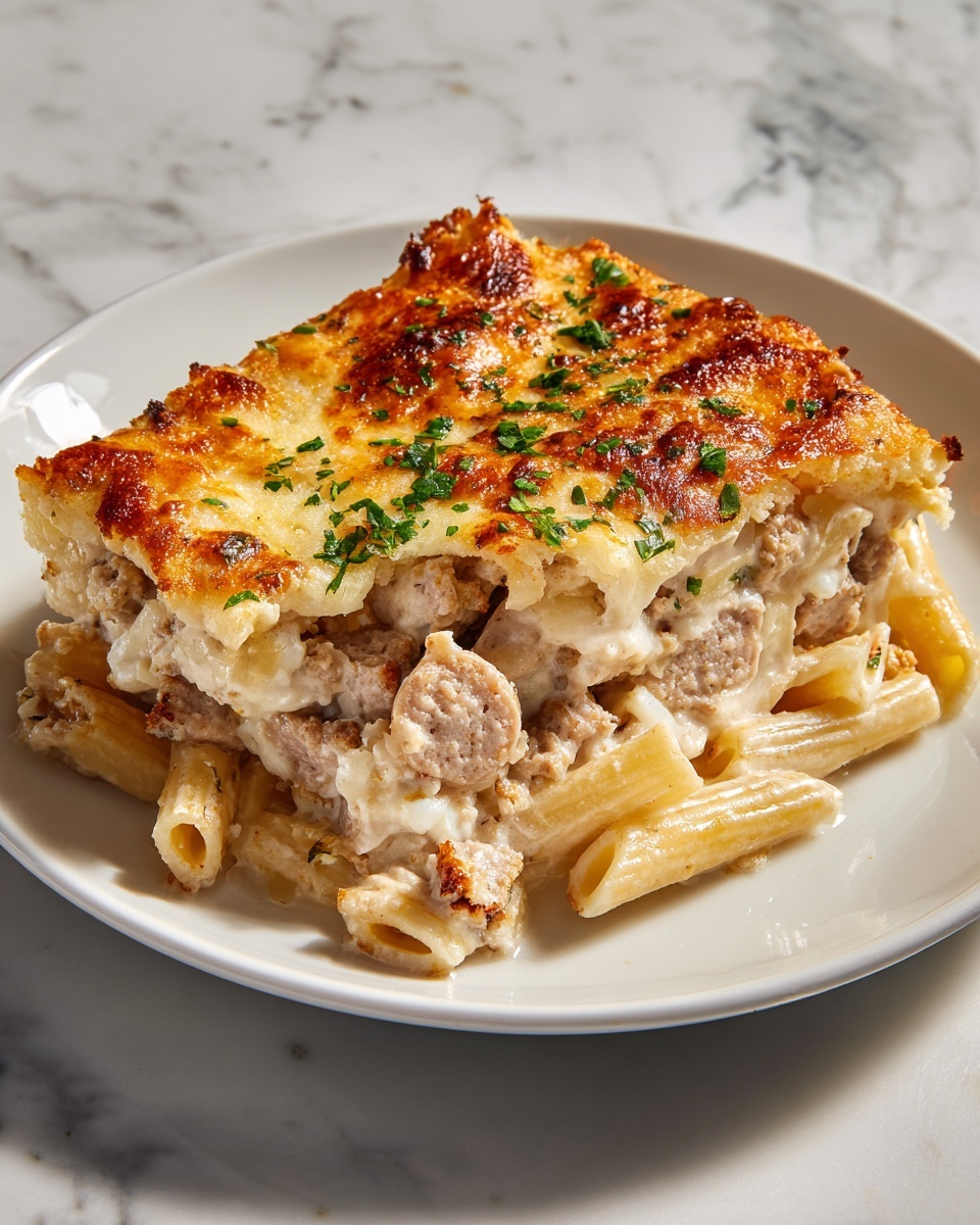 Cheesy Sausage Penne Bake Recipe - Recipe Image