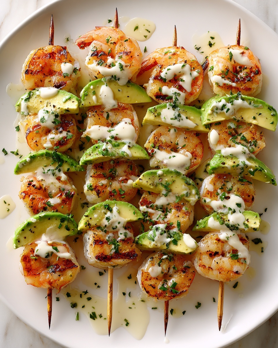 Shrimp and Avocado Skewers with Lime Dressing Recipe - Recipe Image
