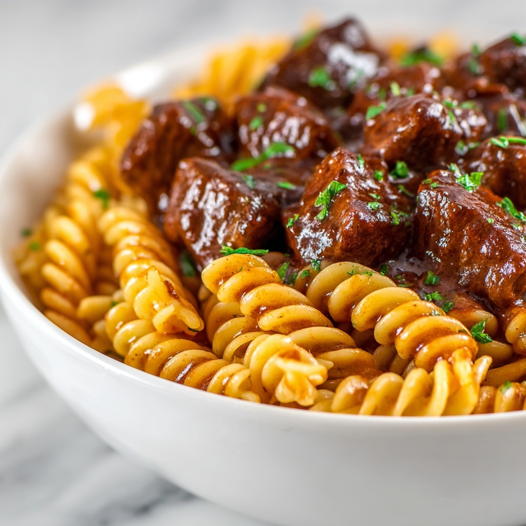 Beef and Rotini in Garlic Parmesan Sauce Recipe - Recipe Image