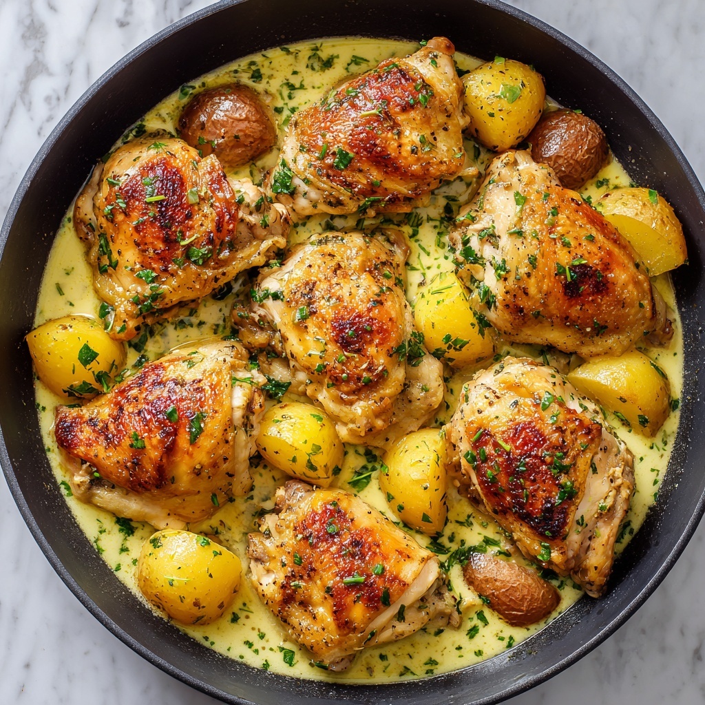 Herb Roasted Chicken in Creamy Garlic Herb Sauce Recipe - Recipe Image