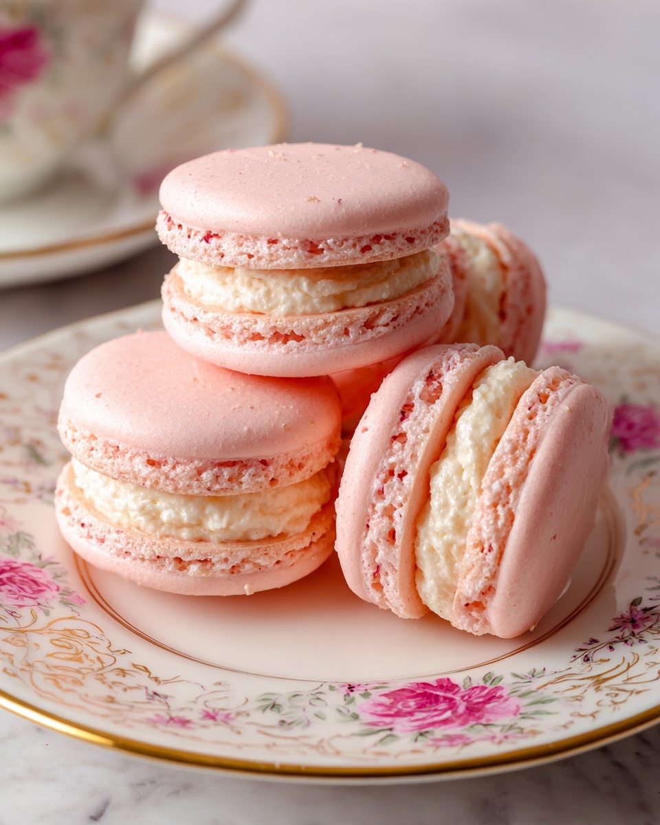 Strawberry Macarons with Strawberry Buttercream Filling Recipe - Recipe Image