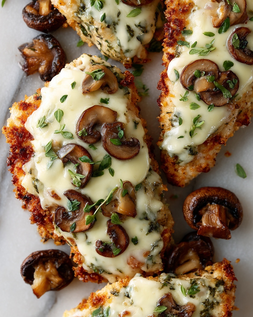 Cheesy Garlic Butter Mushroom Stuffed Chicken Recipe - Recipe Image