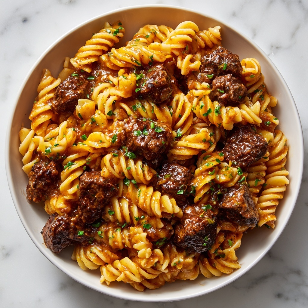Beef and Rotini in Garlic Parmesan Sauce Recipe - Recipe Image