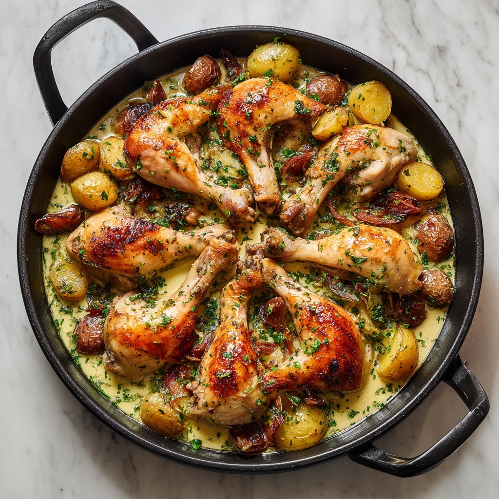 Herb Roasted Chicken in Creamy Garlic Herb Sauce Recipe - Recipe Image