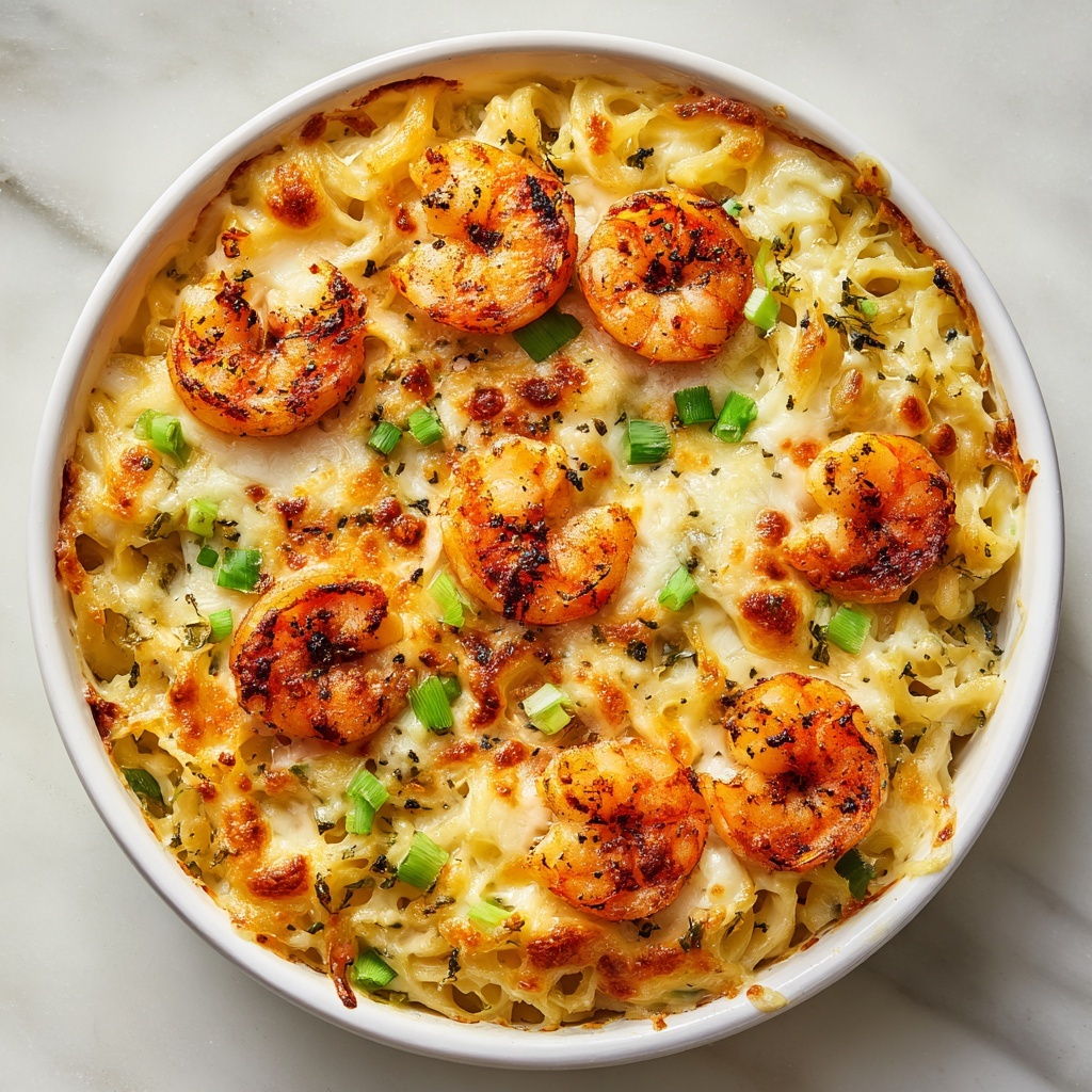 Easy Creamy Shrimp and Grits Casserole with Cheddar Crust Recipe - Recipe Image