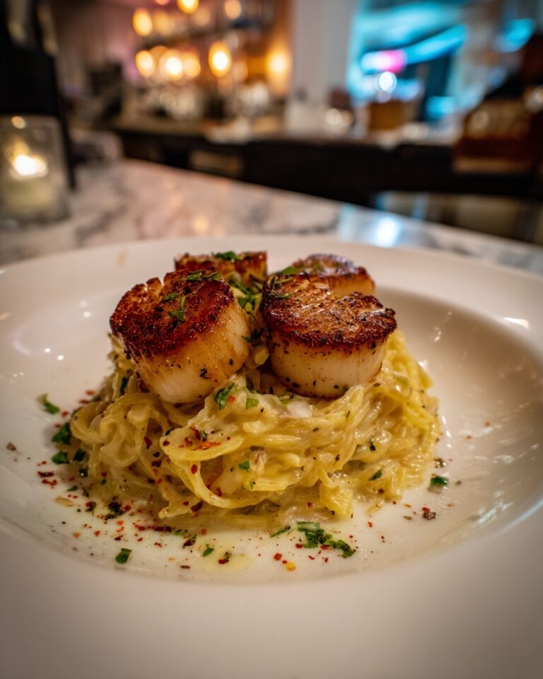 Creamy Tuscan Spaghetti with Jumbo Scallops Recipe