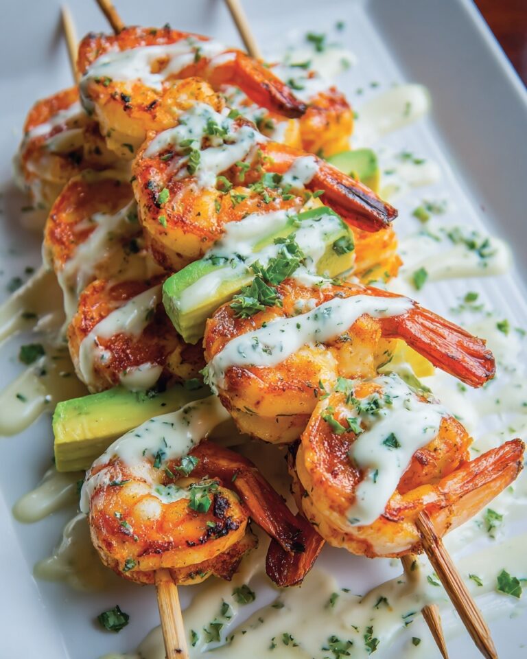 Shrimp and Avocado Skewers with Lime Dressing Recipe