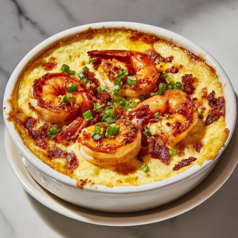 Easy Creamy Shrimp and Grits Casserole with Cheddar Crust Recipe
