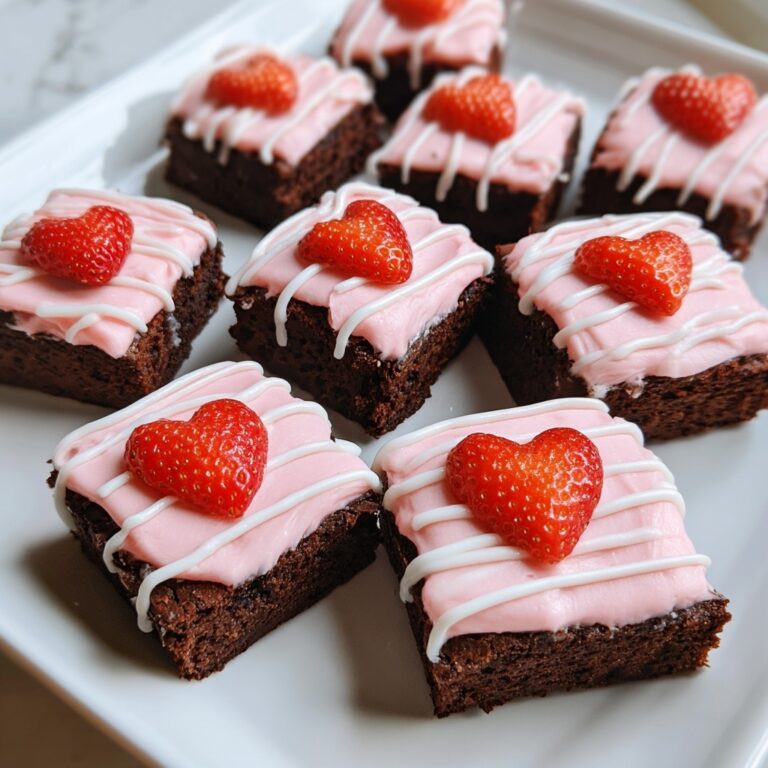 Strawberry Frosted Heart-Shaped Brownies Recipe