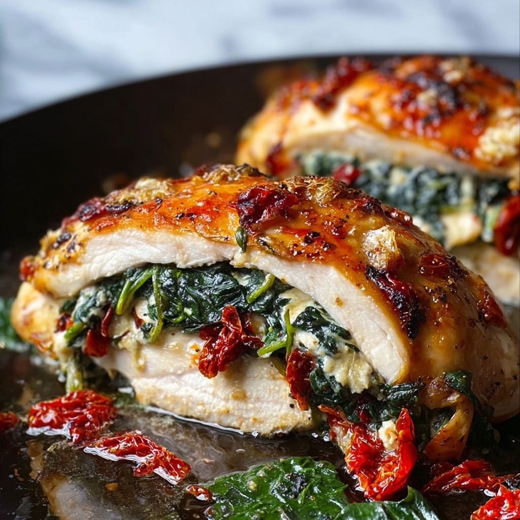 Sundried Tomato, Spinach, and Cheese Stuffed Chicken Recipe - Recipe Image