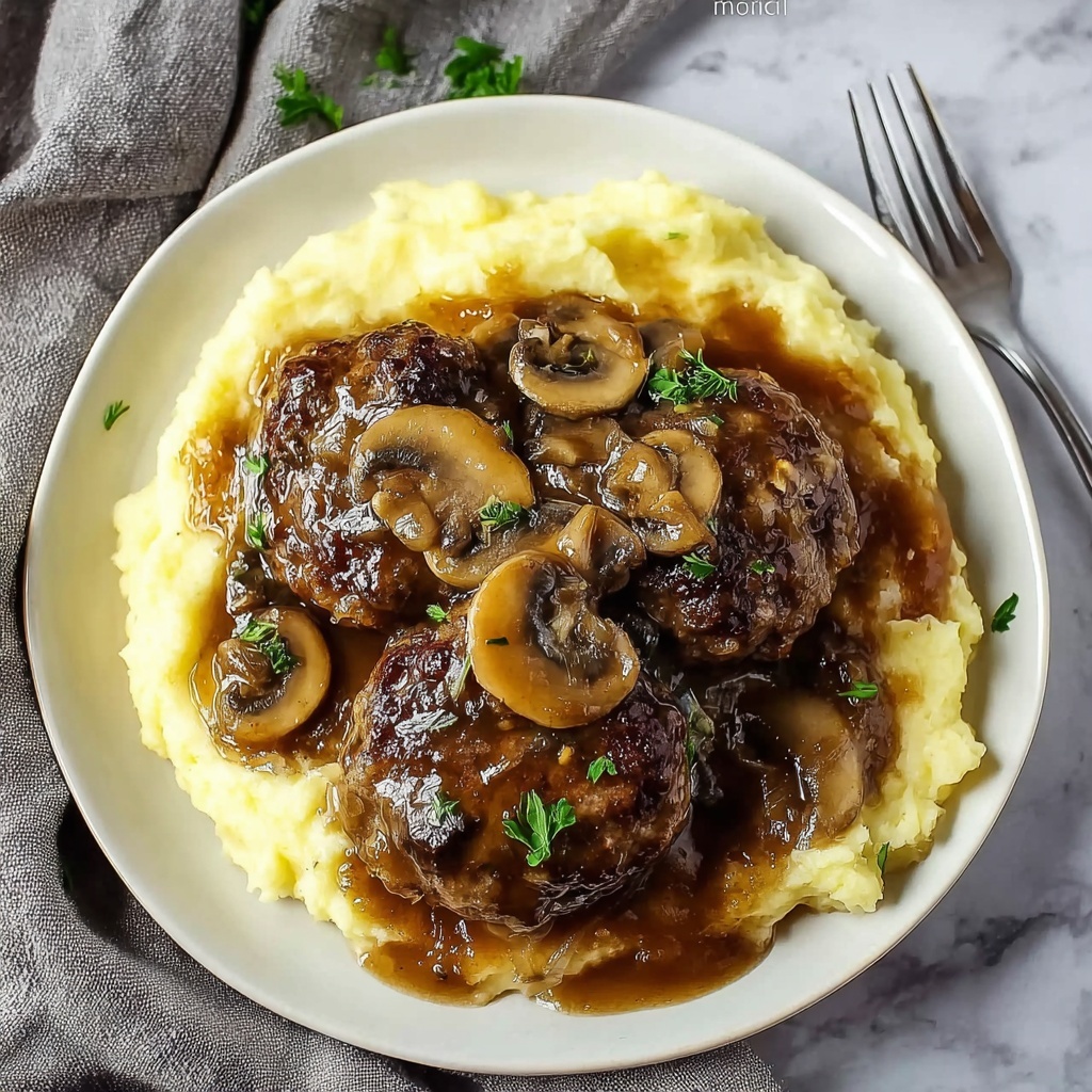 Bobby Flay Salisbury Steak with Mushroom Gravy Recipe - Recipe Image