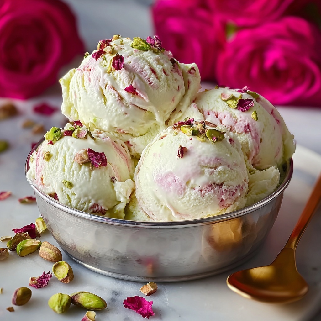Rose Pistachio Cheesecake Ice Cream Recipe - Recipe Image