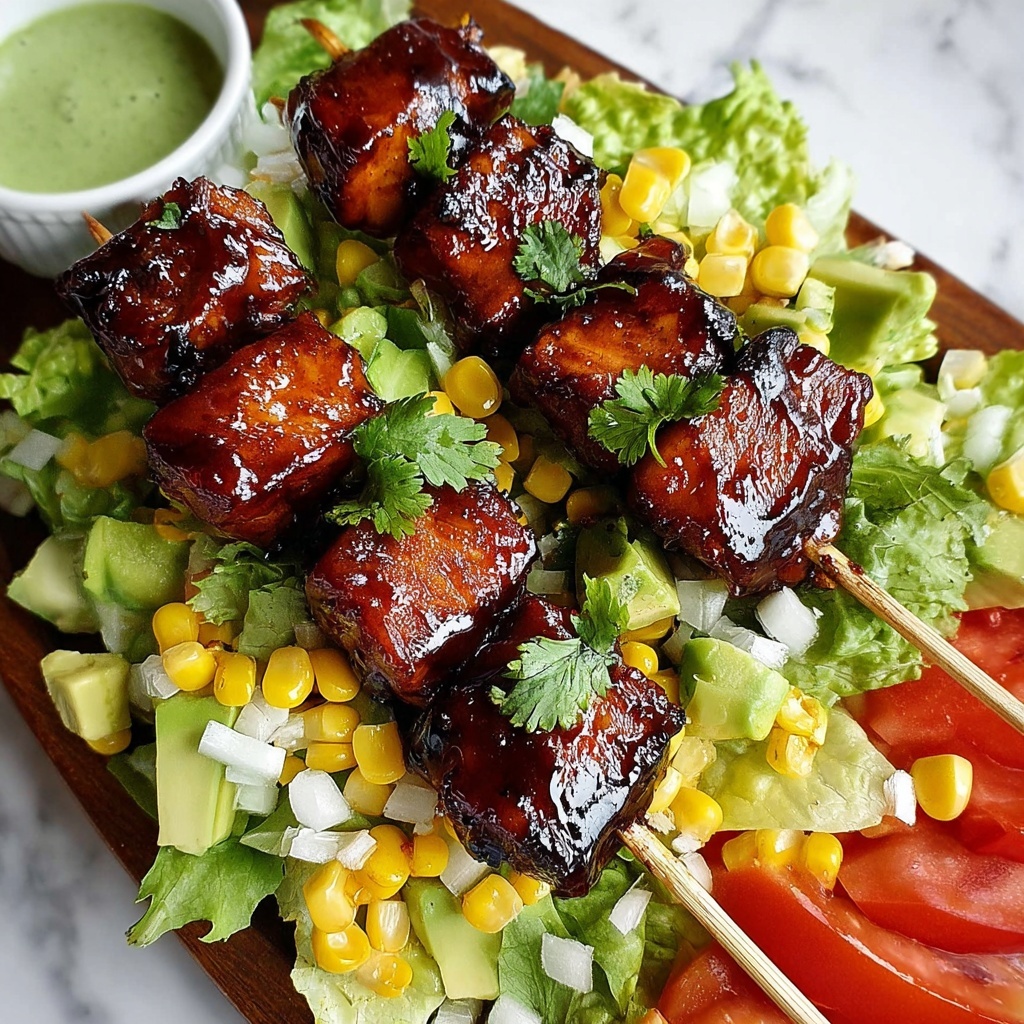 BBQ Chicken Skewer Salad with Herby Ranch Dressing Recipe - Recipe Image