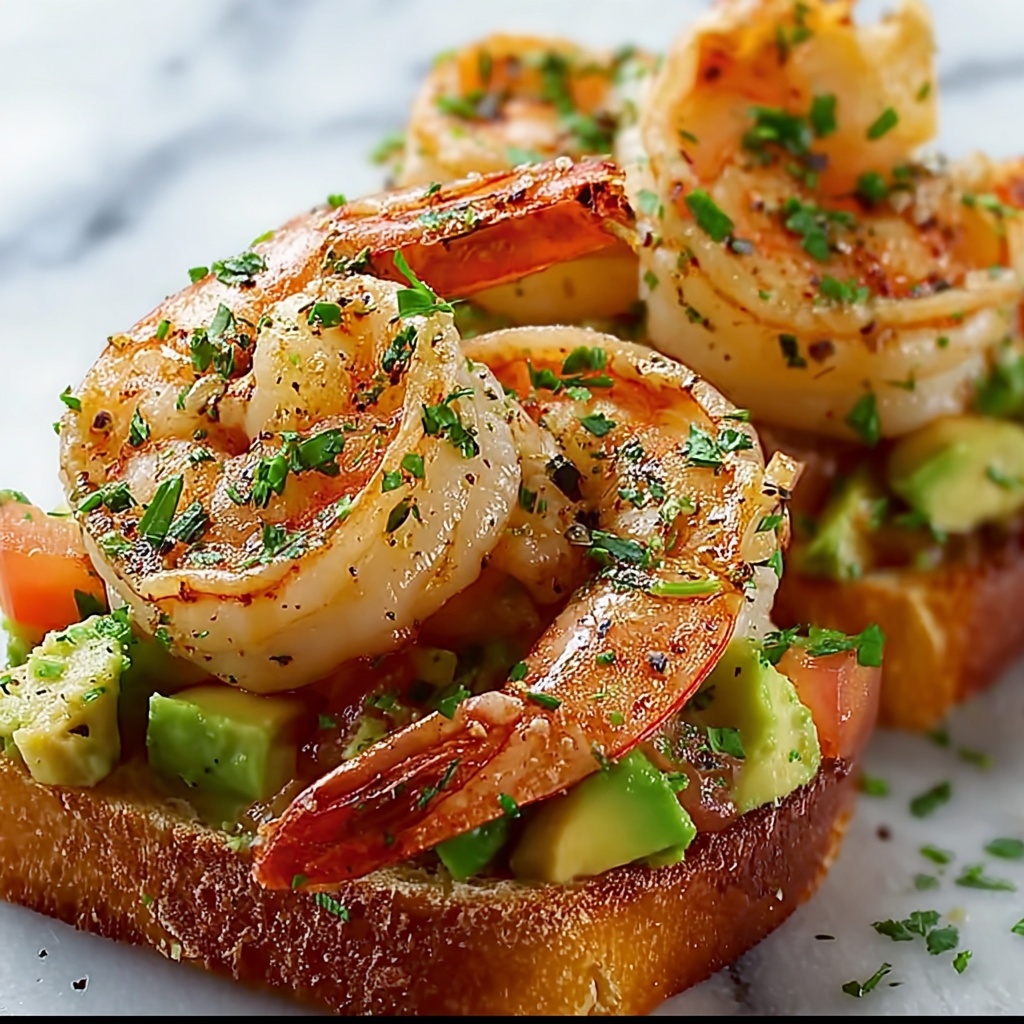 Shrimp and Avocado Garlic Bread Recipe - Recipe Image