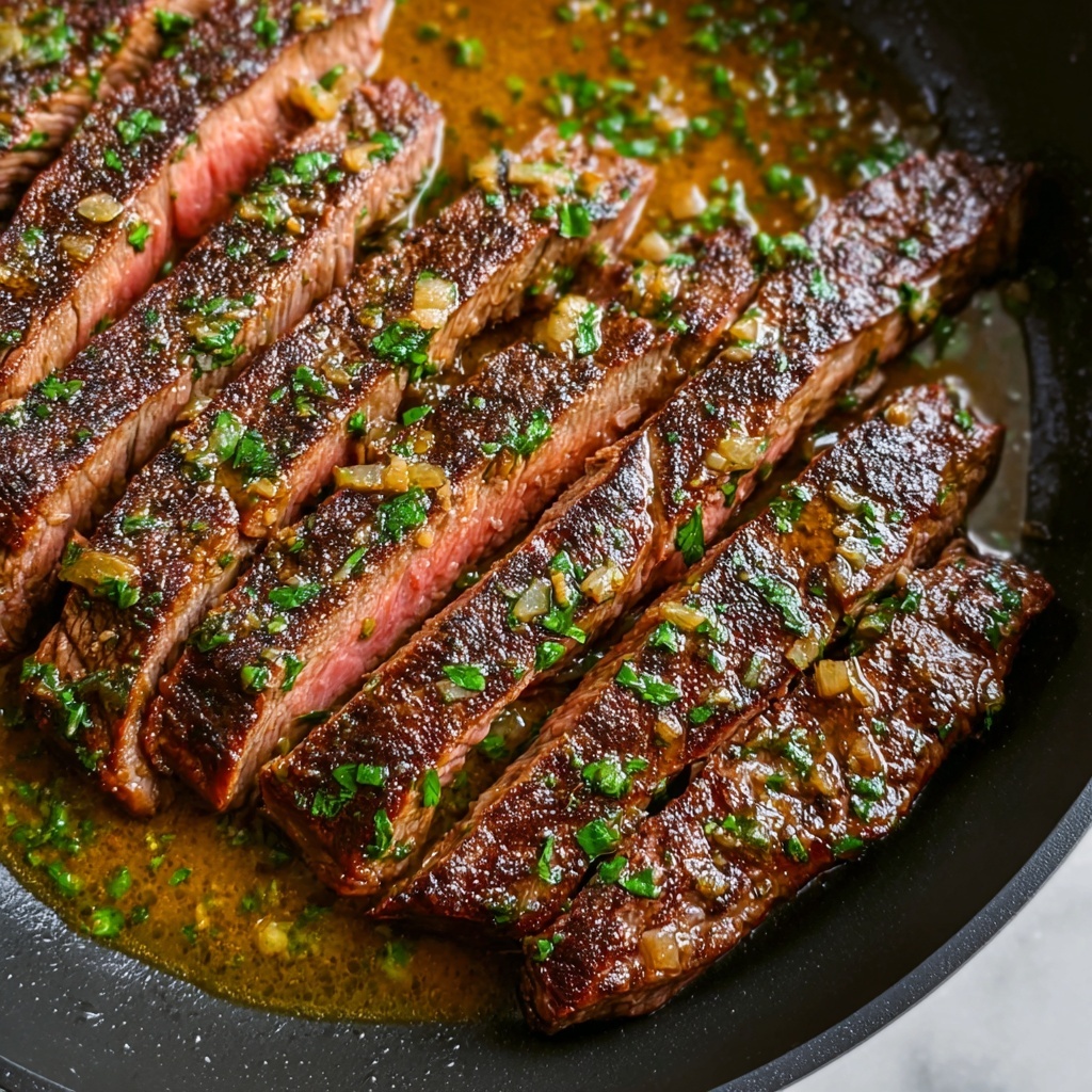 Garlic Butter Skillet Flank Steak Oven Recipe - Recipe Image