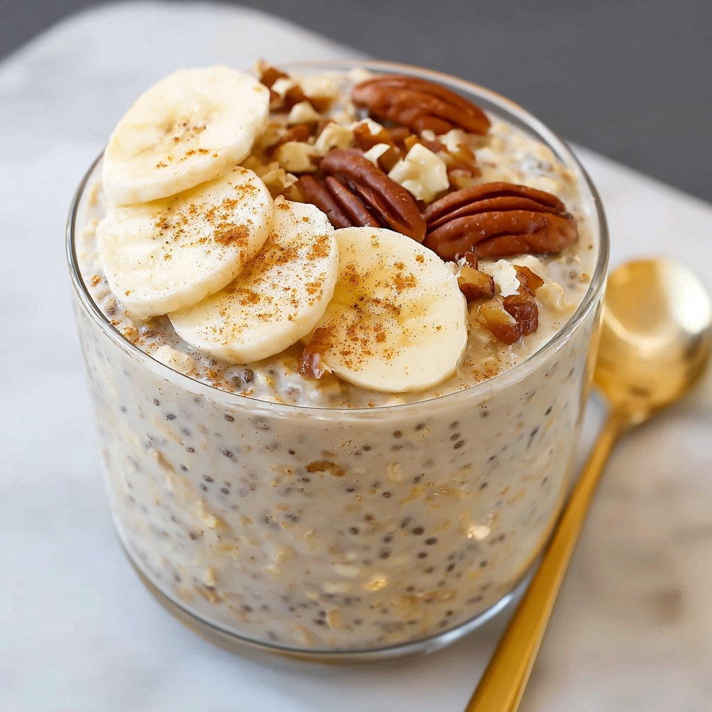 Healthy Banana Bread Overnight Oats Recipe - Recipe Image