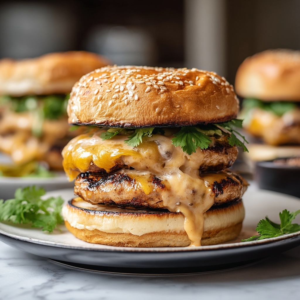 Chipotle Cheddar Chicken Burgers Recipe - Recipe Image