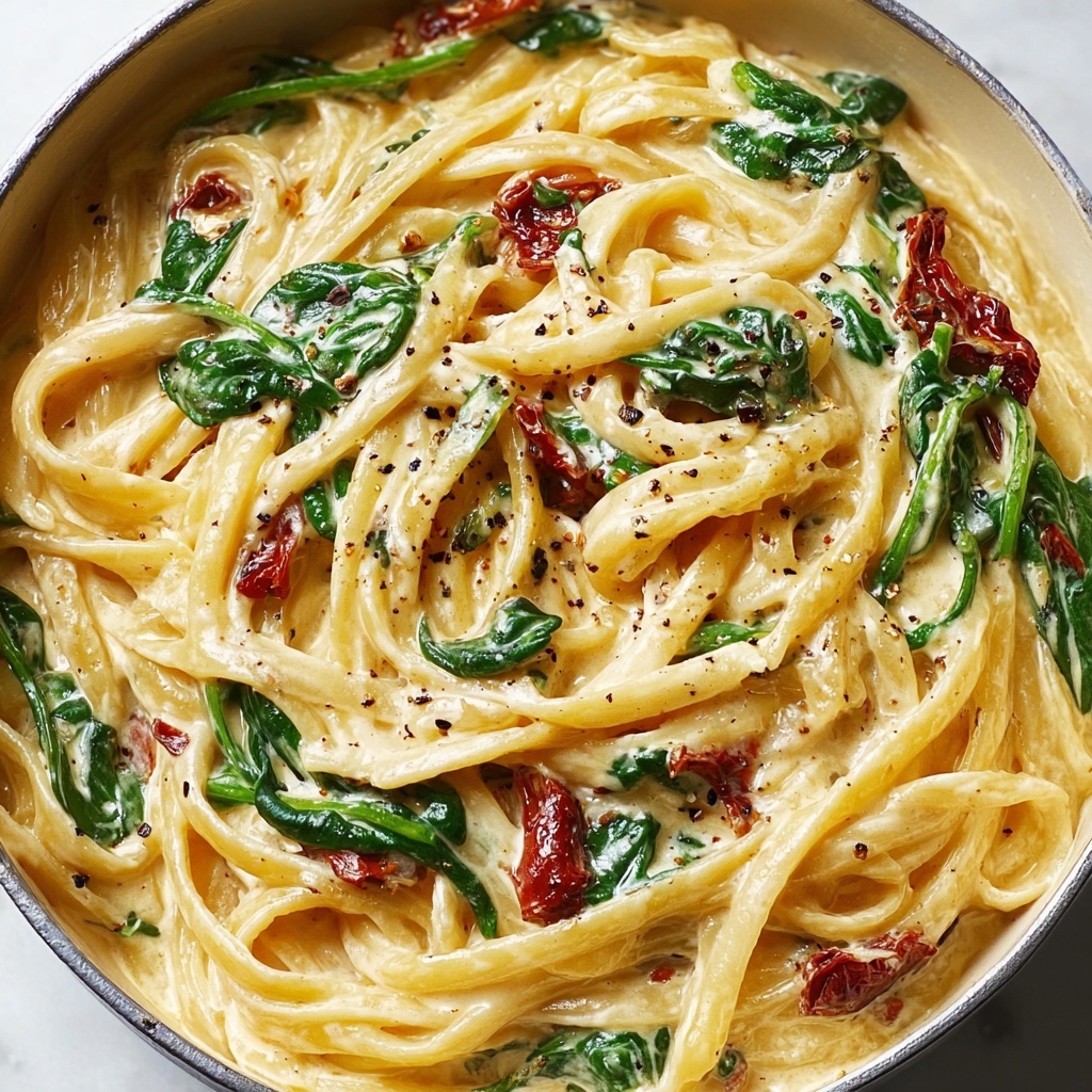 Linguine with Spinach and Sun-Dried Tomato Cream Sauce Recipe - Recipe Image