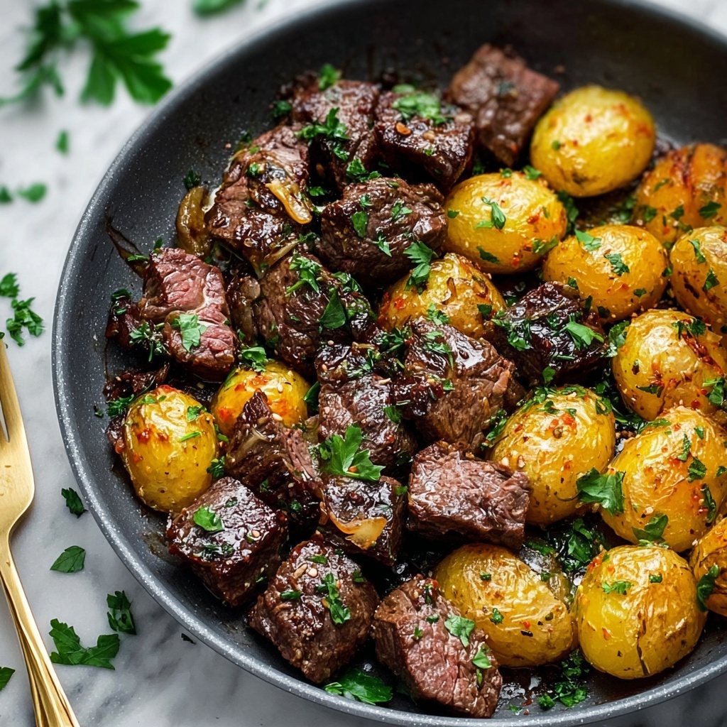 Garlic Butter Steak Bites and Potatoes Recipe - Recipe Image