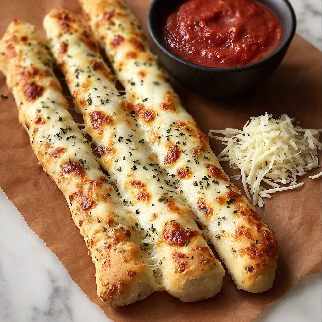 Cheesy Garlic Breadsticks with Marinara Dip Recipe - Recipe Image