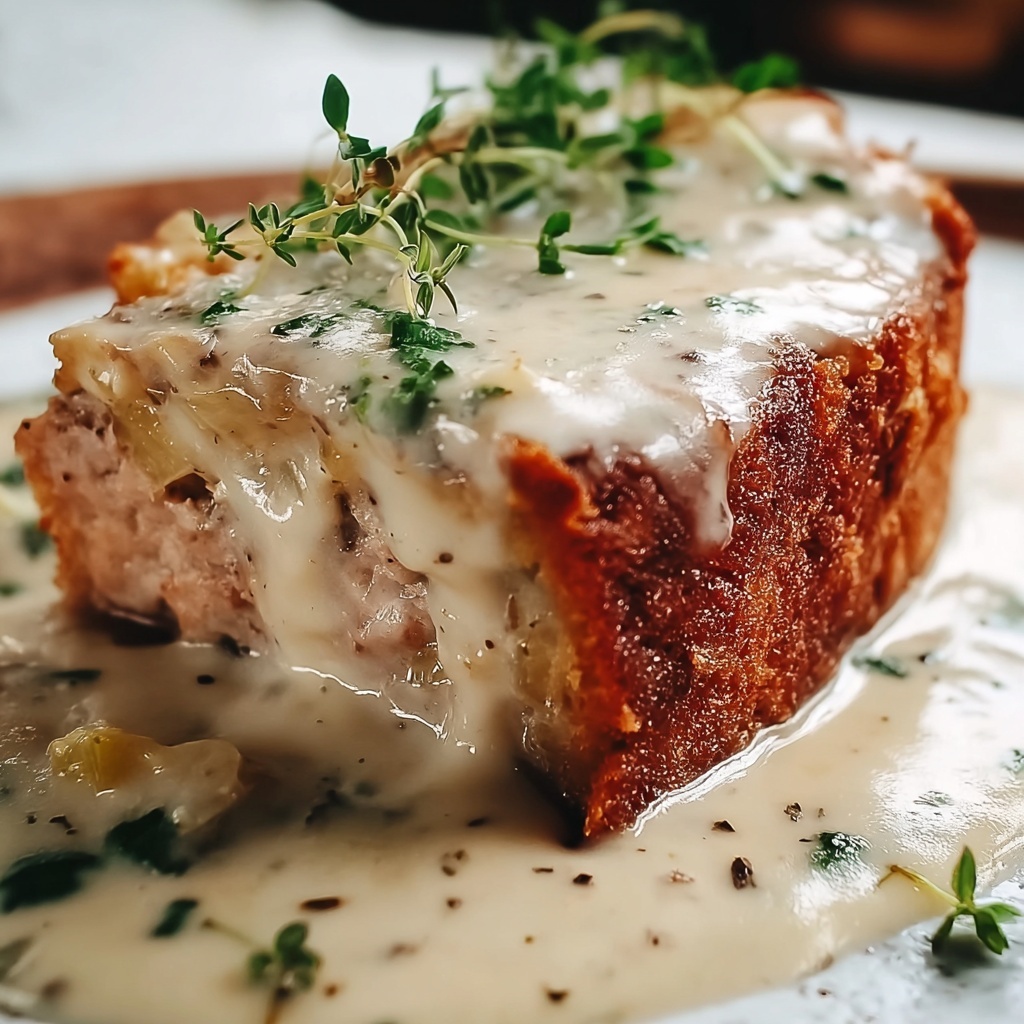 Chicken Cordon Bleu Meatloaf with Creamy Mushroom Sauce Recipe - Recipe Image