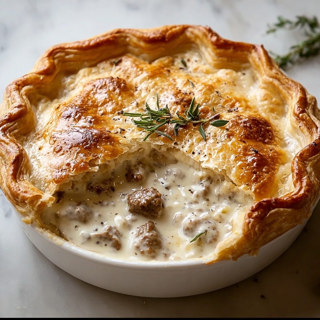 Creamy Sausage Pie with Flaky Puff Pastry Recipe - Recipe Image