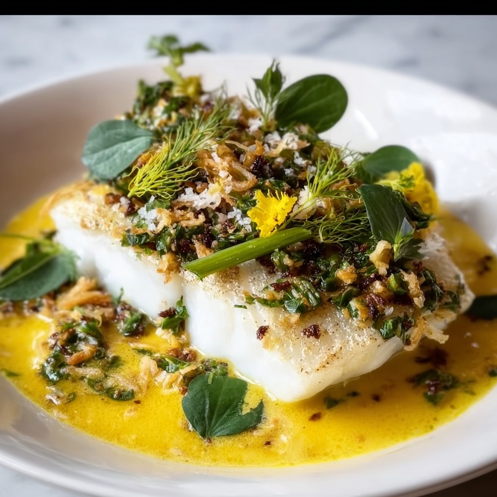 Herb-Crusted Sea Bass with Toasted Coconut and Tomato Dressing Recipe - Recipe Image