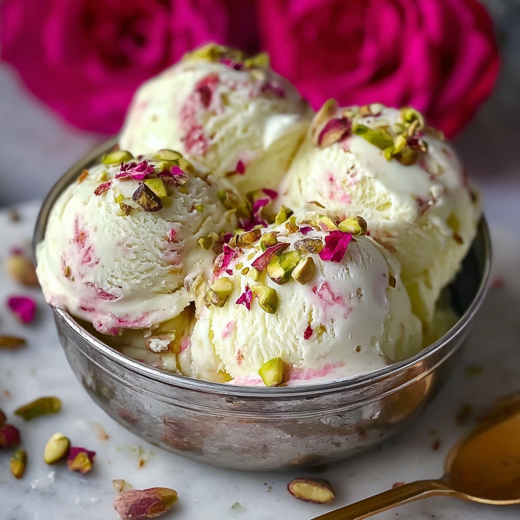 Rose Pistachio Cheesecake Ice Cream Recipe - Recipe Image