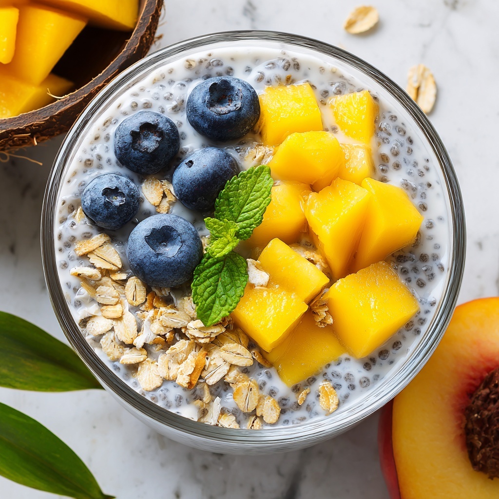 Coconut Chia Seed Pudding with Tropical Fruit Recipe - Recipe Image