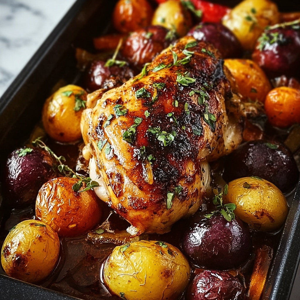 One Pan Balsamic Chicken and Veggies Recipe - Recipe Image
