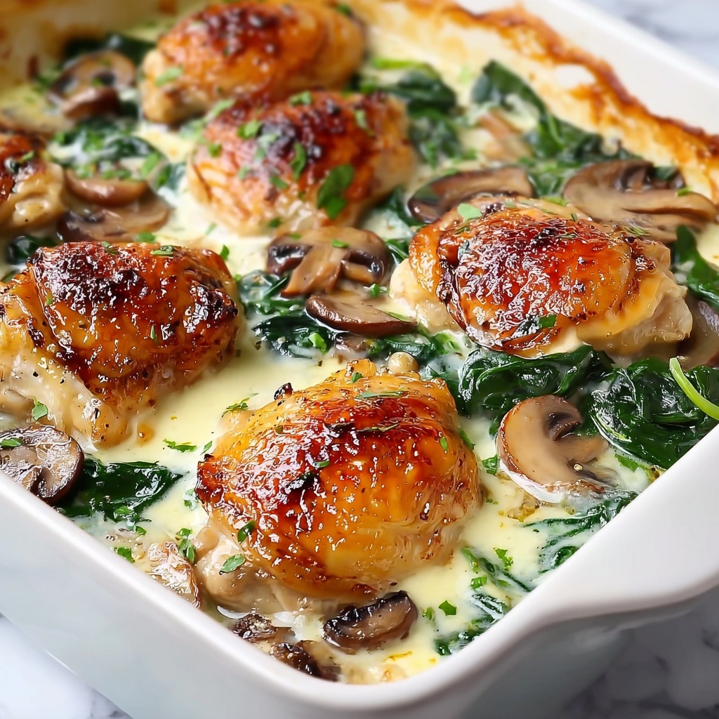 Chicken, Spinach, and Mushroom Low-Carb Oven Bake Recipe - Recipe Image