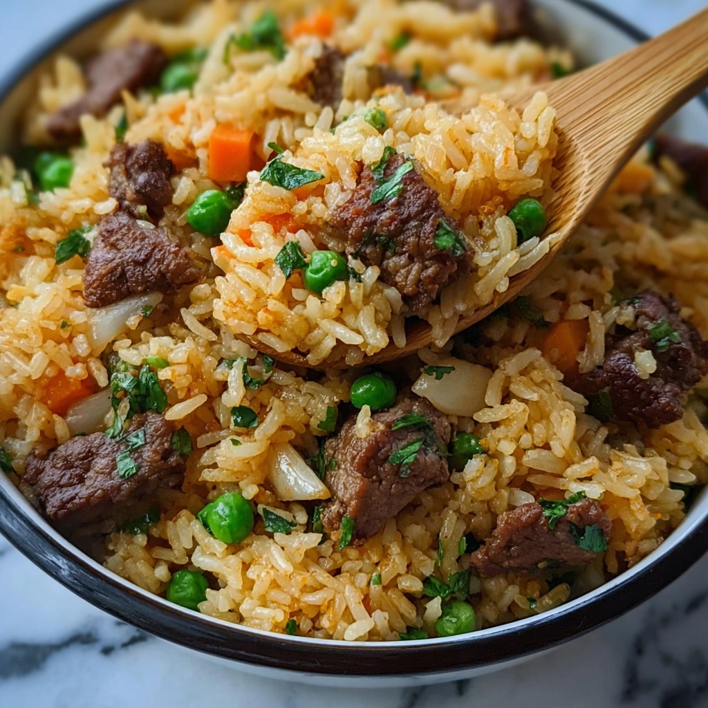 Onion Beef Fried Rice Recipe - Recipe Image