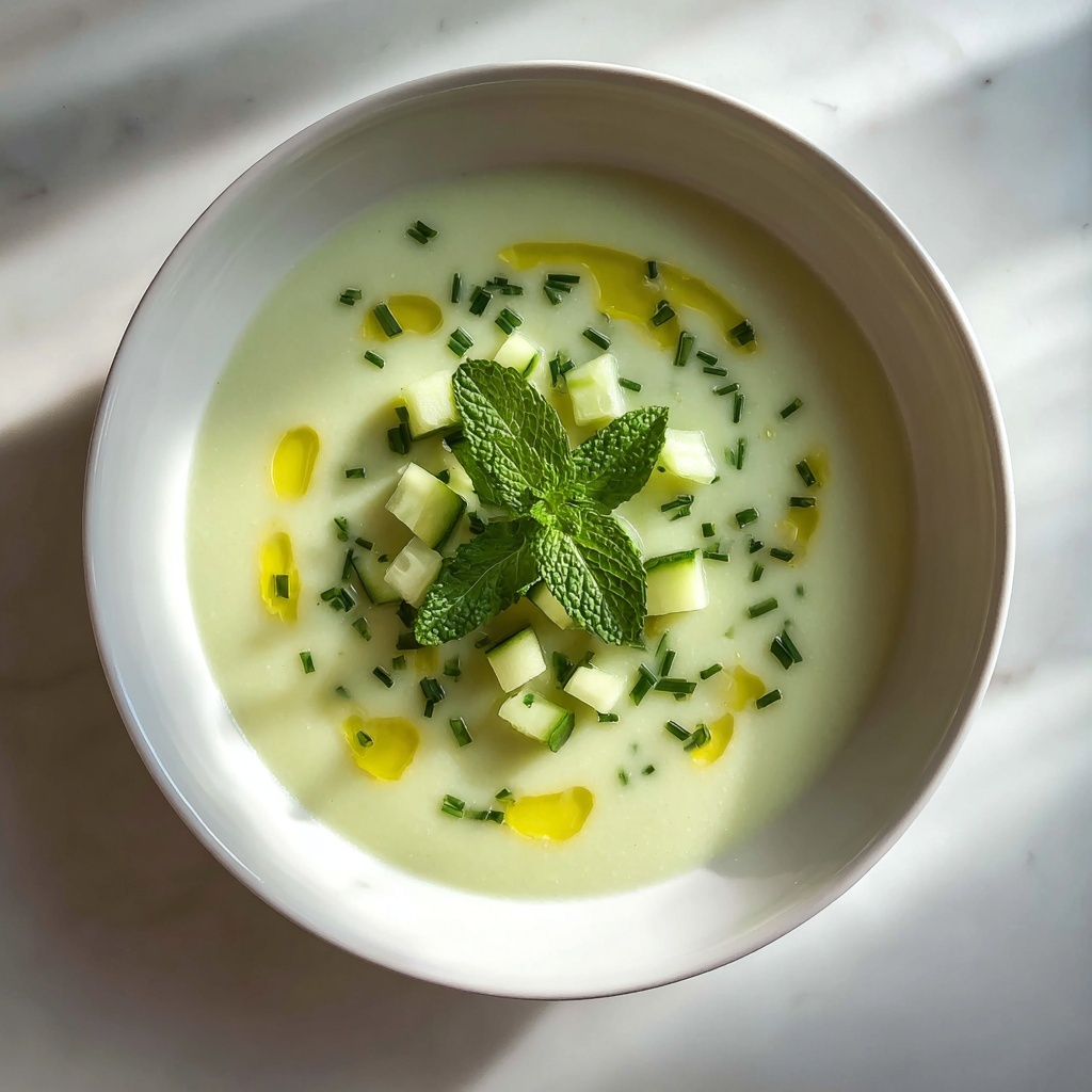Refreshing Cucumber Soup with Yogurt, Mint, and Chives Recipe - Recipe Image