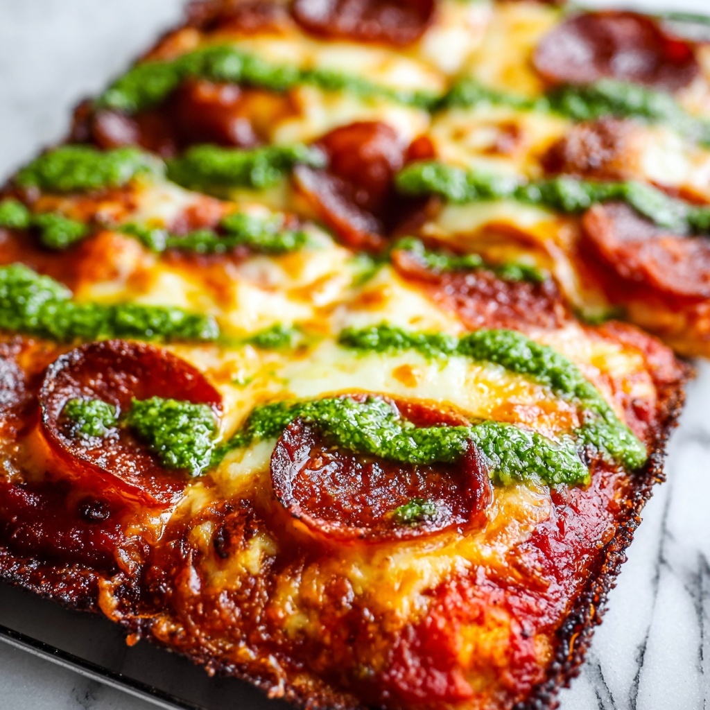 Pepperoni and Roasted Jalapeño Pesto Pan Pizza Recipe - Recipe Image