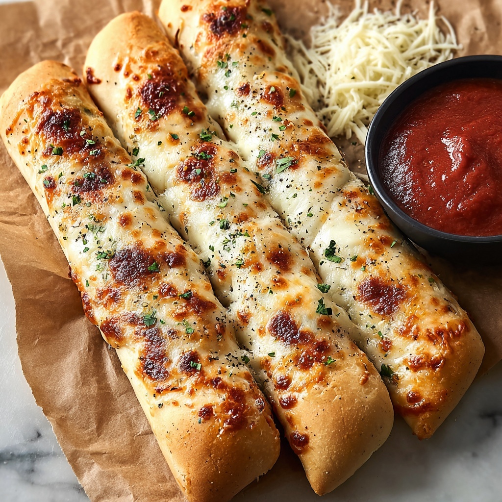 Cheesy Garlic Breadsticks with Marinara Dip Recipe - Recipe Image
