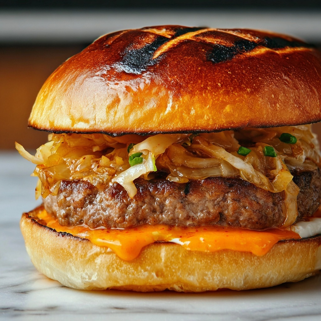 Bulgogi Kimchi Burger Recipe - Recipe Image