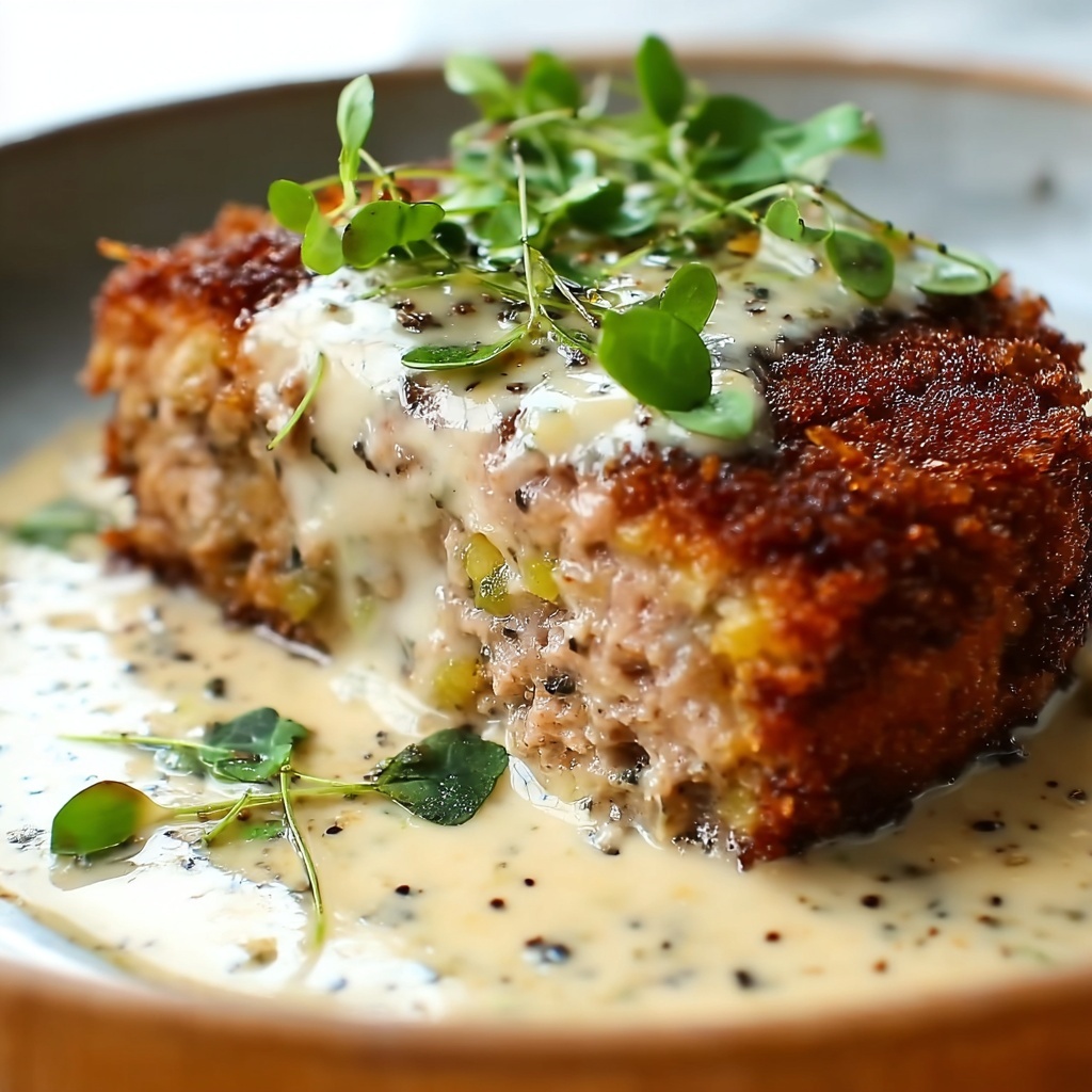 Chicken Cordon Bleu Meatloaf with Creamy Mushroom Sauce Recipe - Recipe Image