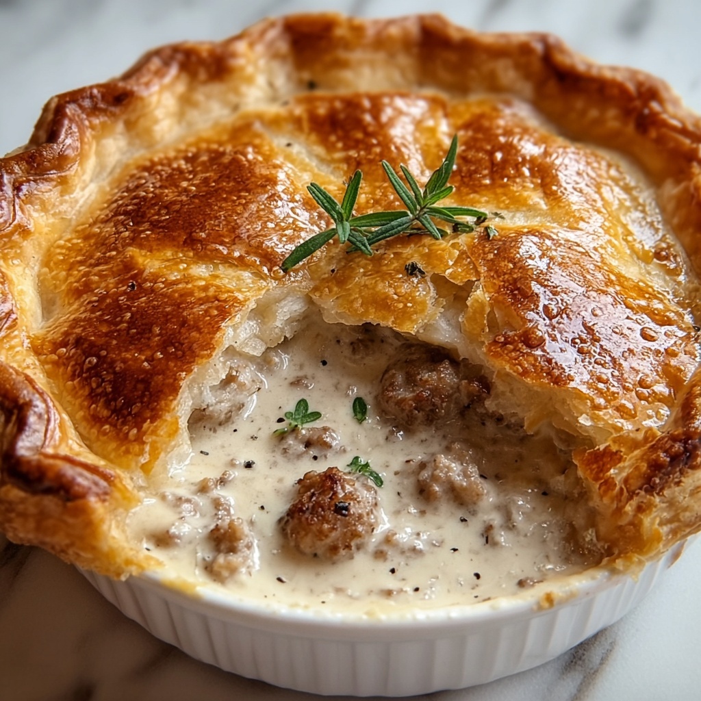 Creamy Sausage Pie with Flaky Puff Pastry Recipe - Recipe Image