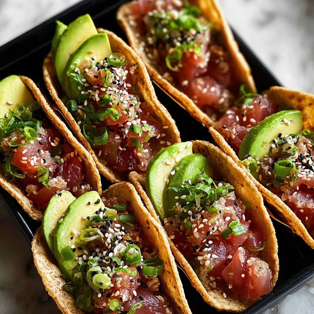 Spicy Tuna Tartare Wonton Tacos Recipe - Recipe Image
