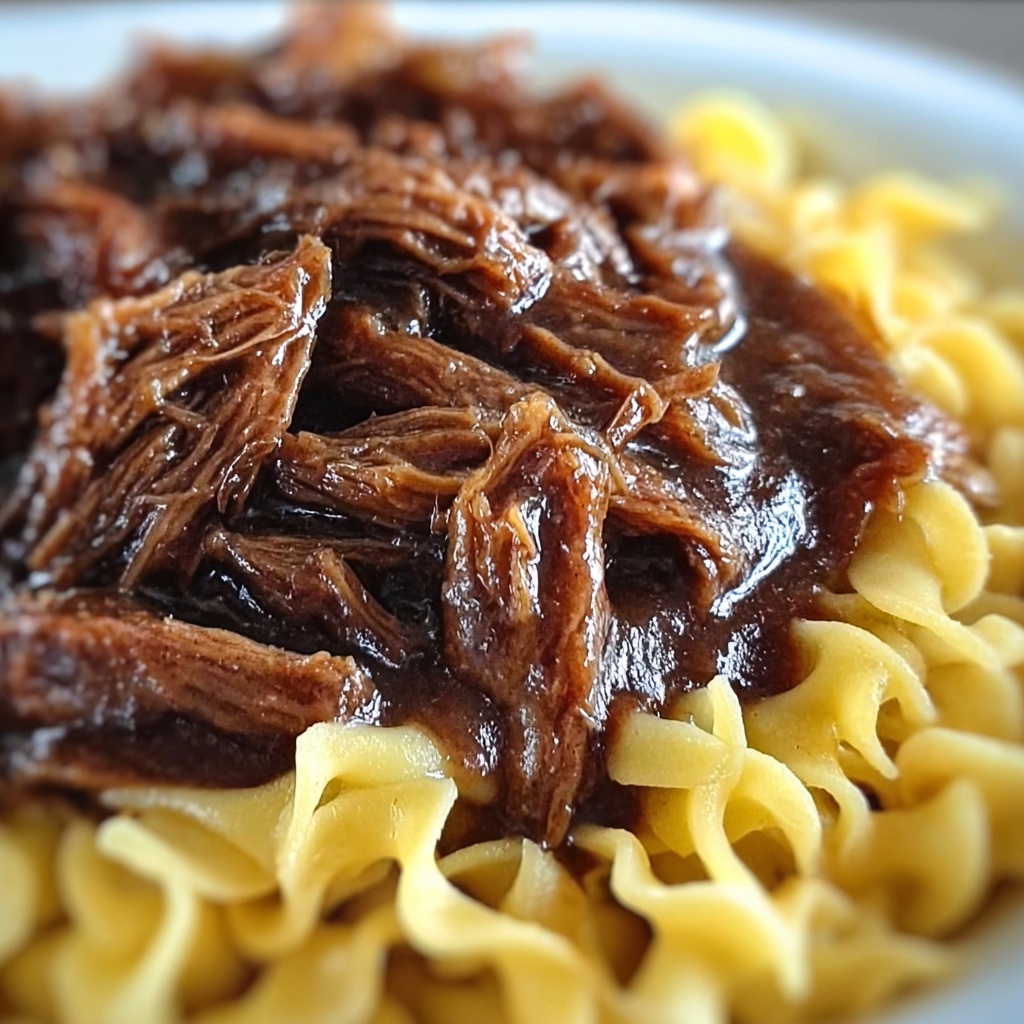Crock Pot Mississippi Beef Noodles Recipe - Recipe Image