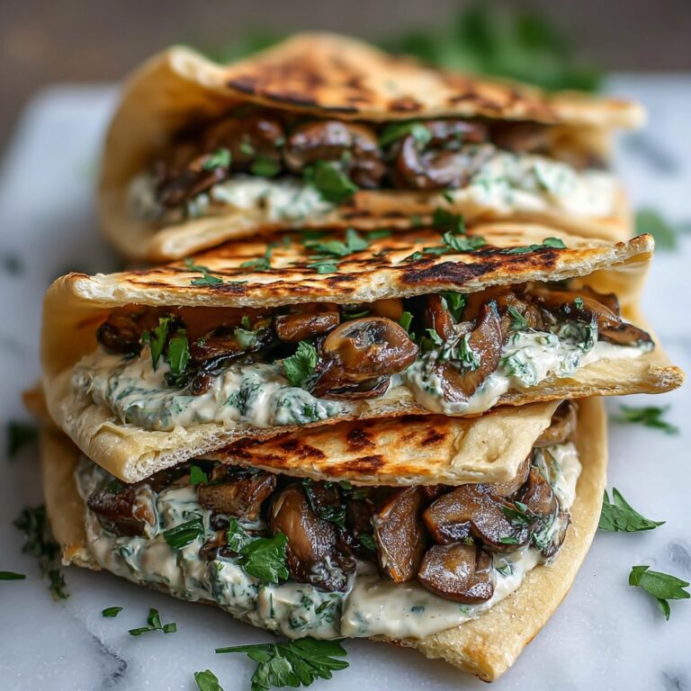 Cheesy Beef and Mushroom Pita Pockets with Tzatziki Sauce Recipe