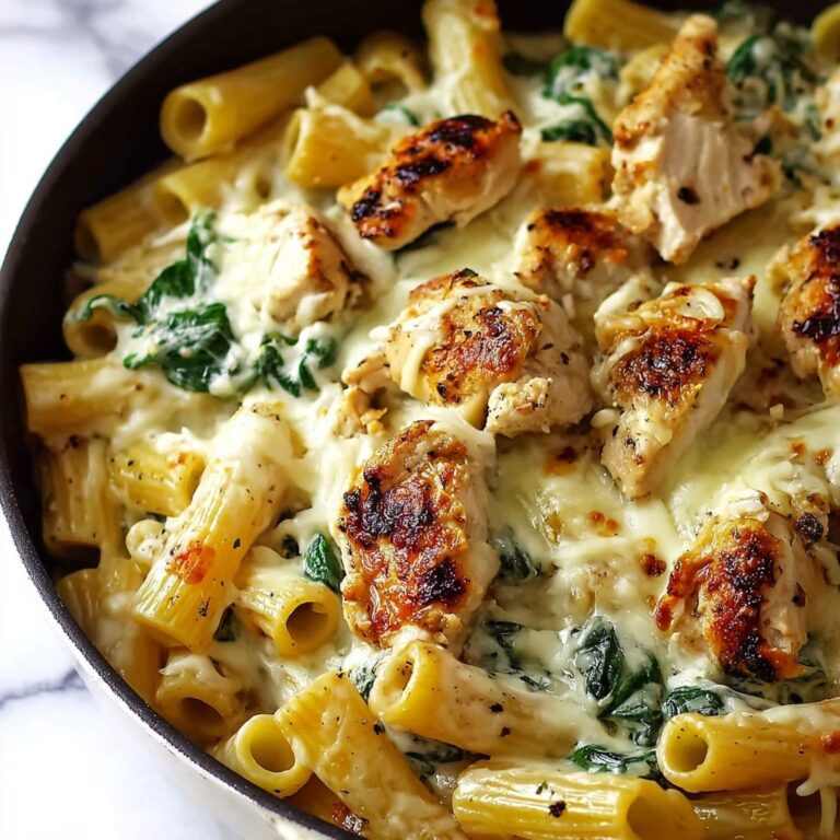 Cheesy Spinach Dip Chicken Pasta Recipe