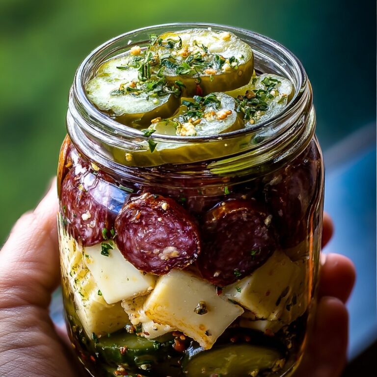 Easy Marinated Cheese Appetizer with Salami & Pickles Recipe