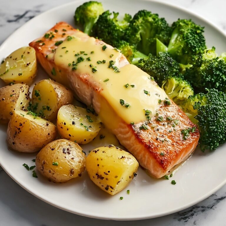 Lemon Butter Salmon with Crispy Potatoes and Roasted Broccoli Recipe