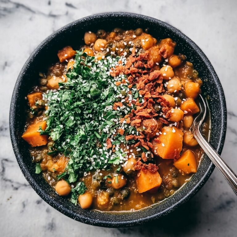 Sweet Potato Lentil Curry with Crispy Sesame Chickpeas Recipe