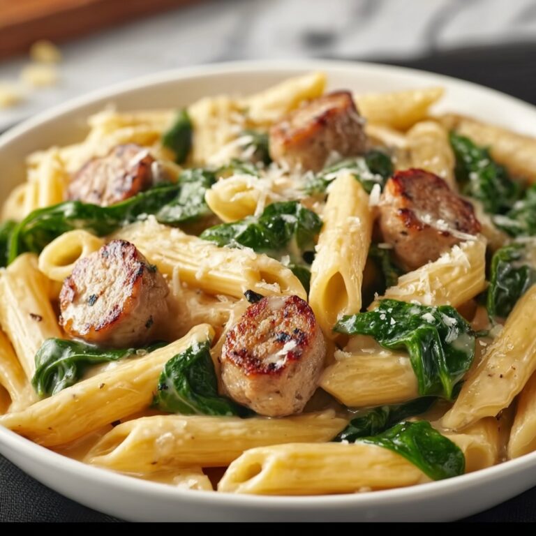 One-Pan Creamy Penne with Spinach and Italian Sausage Recipe